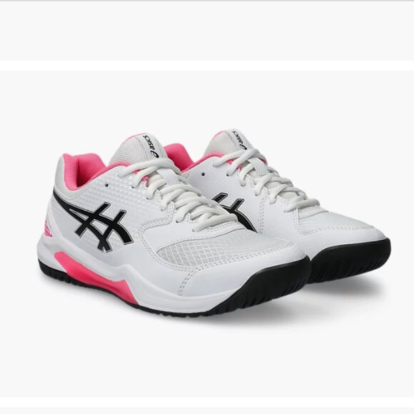 ASICS GEL DEDICATE 8 PICKLEBALL SNEAKERS WHITE/BLK/PINK Size 8.5 - Picture 1 of 8